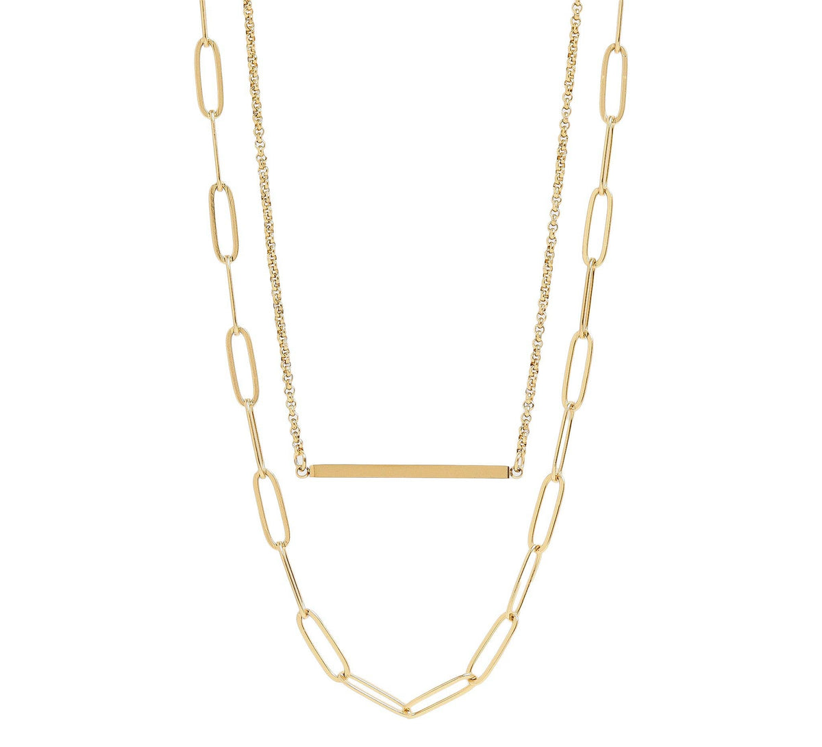 The Layered Bar Necklace | Paperclip + Rolo