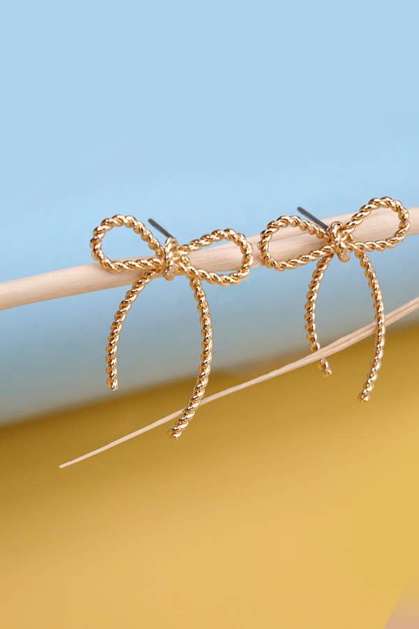 Rope Bow Twist Stud Earrings