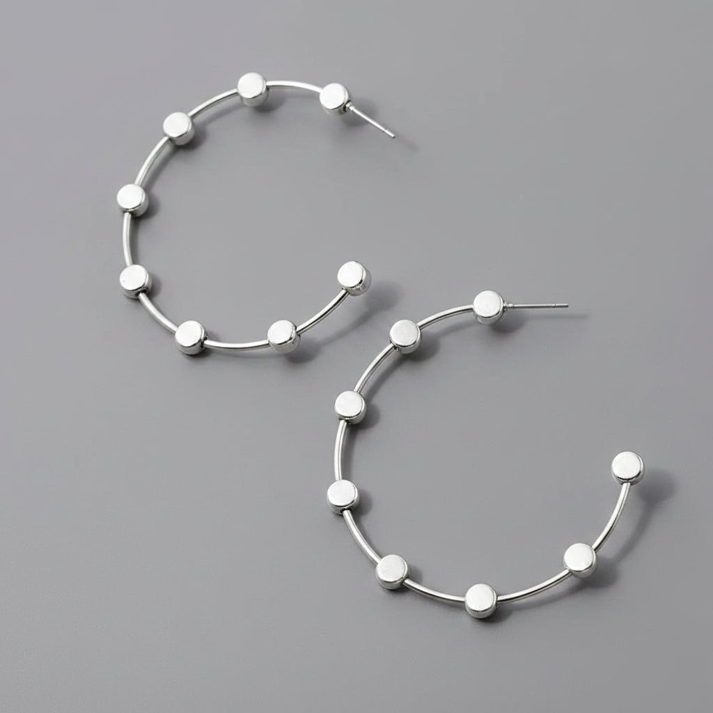 Open Hoop Earrings with Satellite Beads