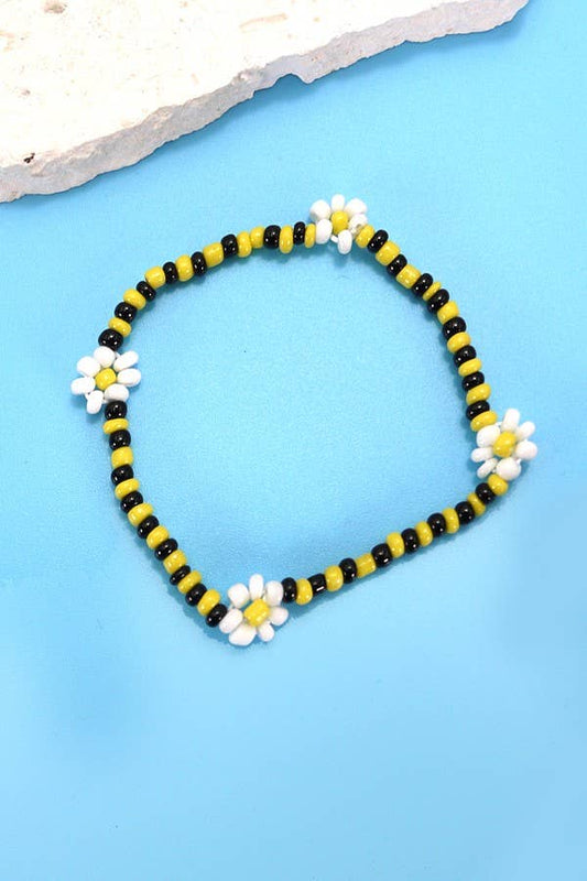 Seed Bead Floral Bracelet