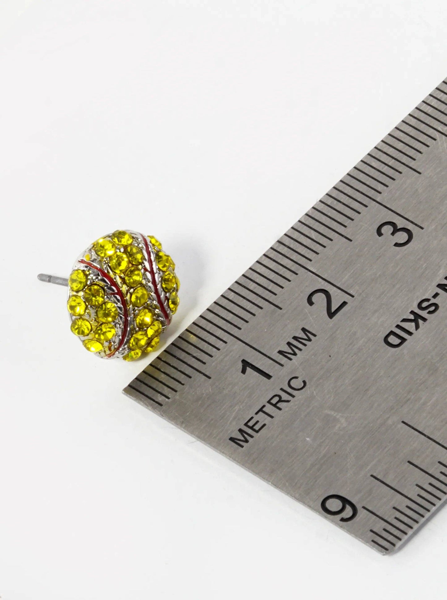 Crystal Pavé Softball Stud Earrings