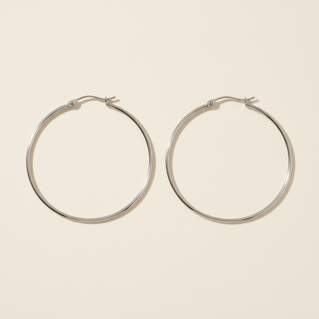 Large Silver Hoop Earrings