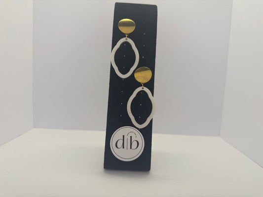 Pearl White & Gold Organic Hoop Earrings