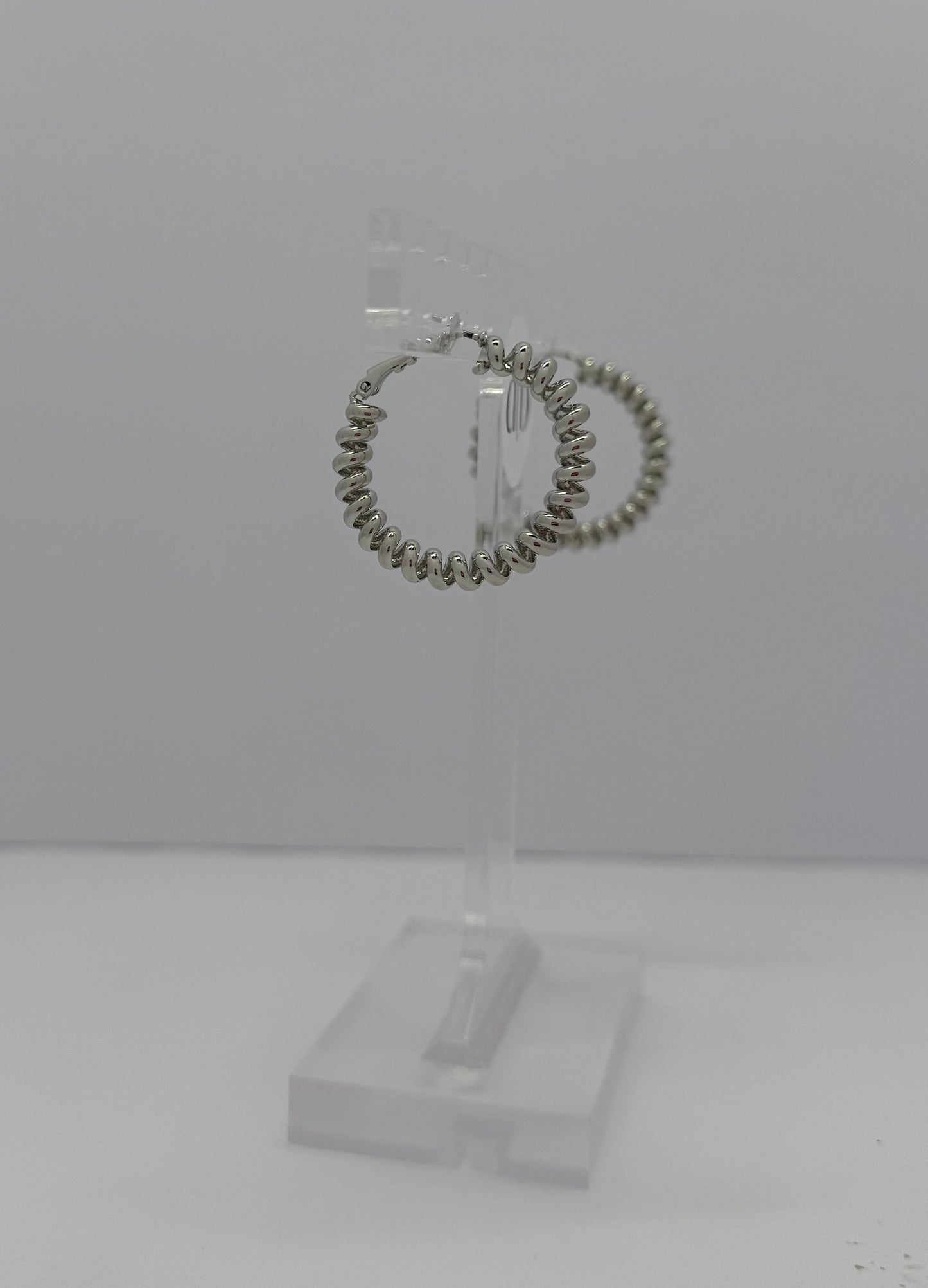 Medium Metal Spiral Leverback Hoop Earrings