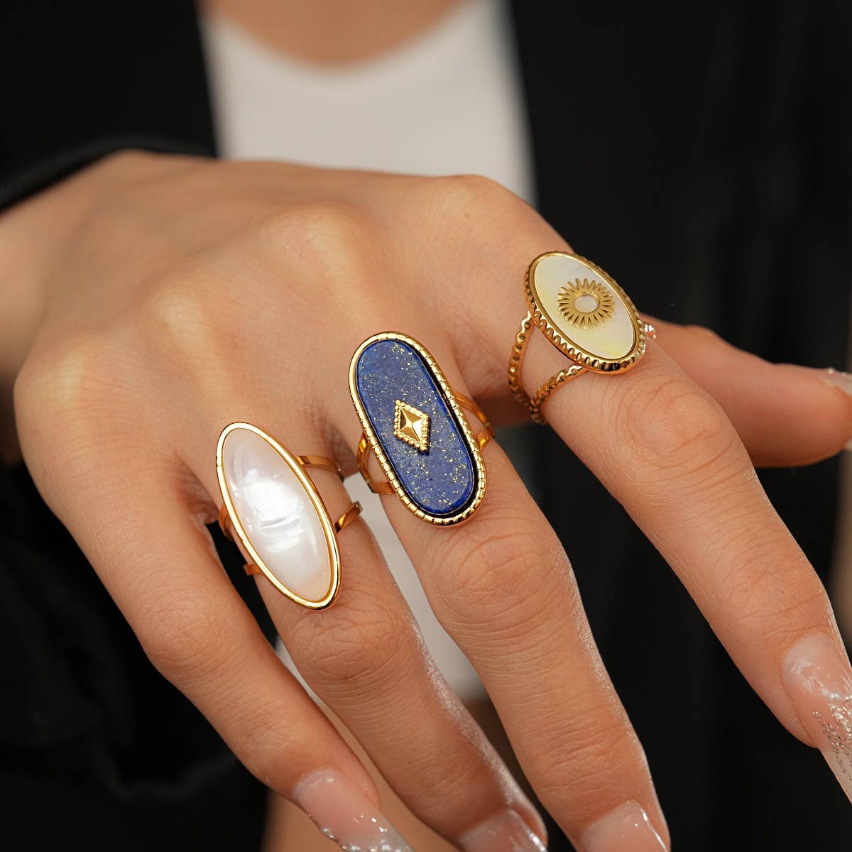 Opal Cocktail Statement Adjustable Ring