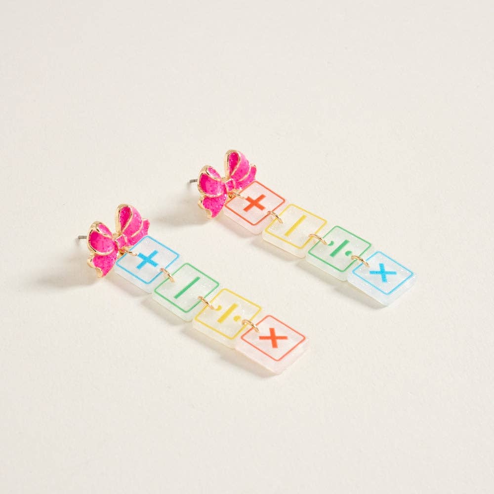 Math Symbols Bow & Block Earrings