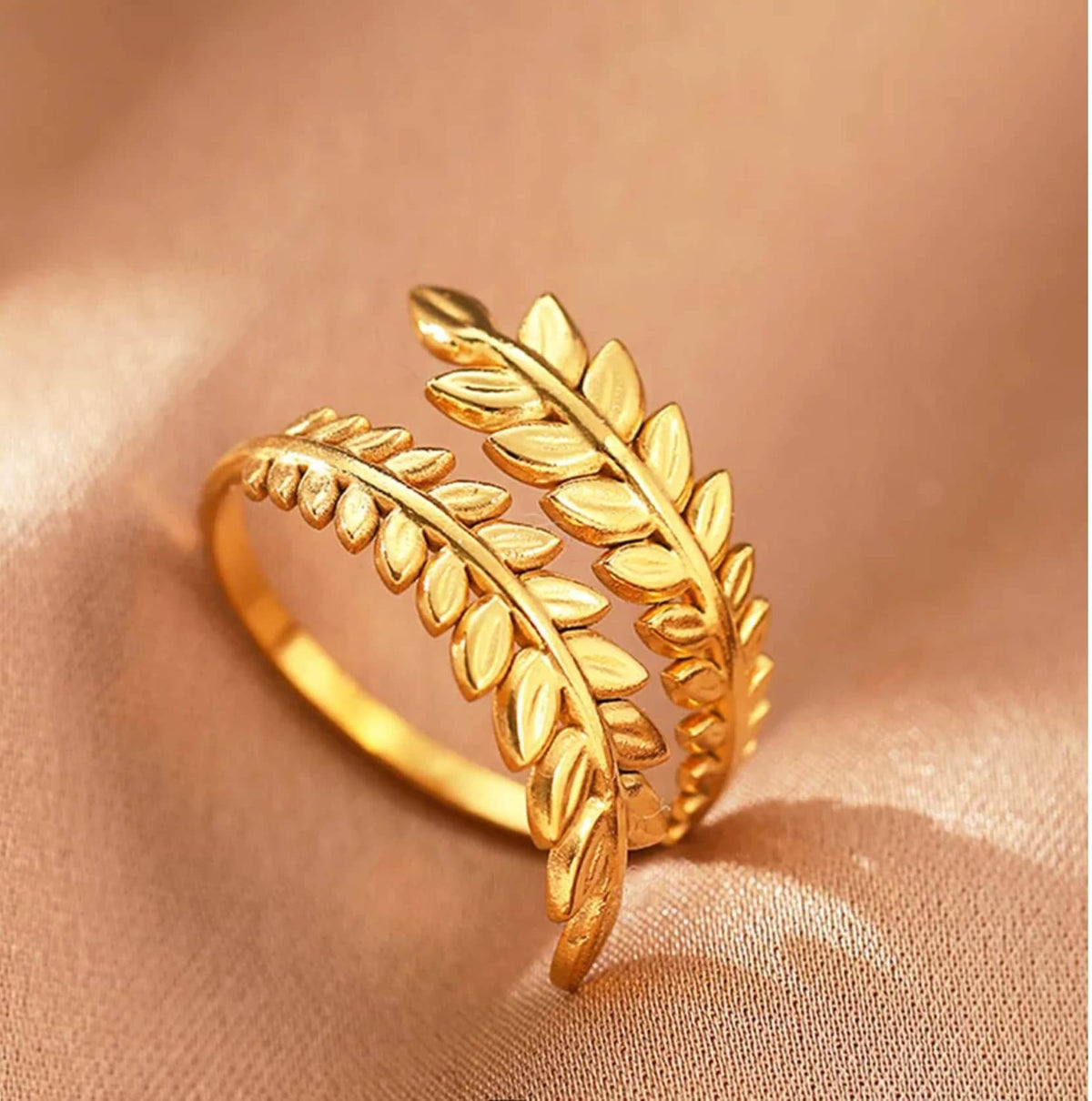 Olive Leaf Wrap Ring - Adjustable Open Ring | Gold & Silver