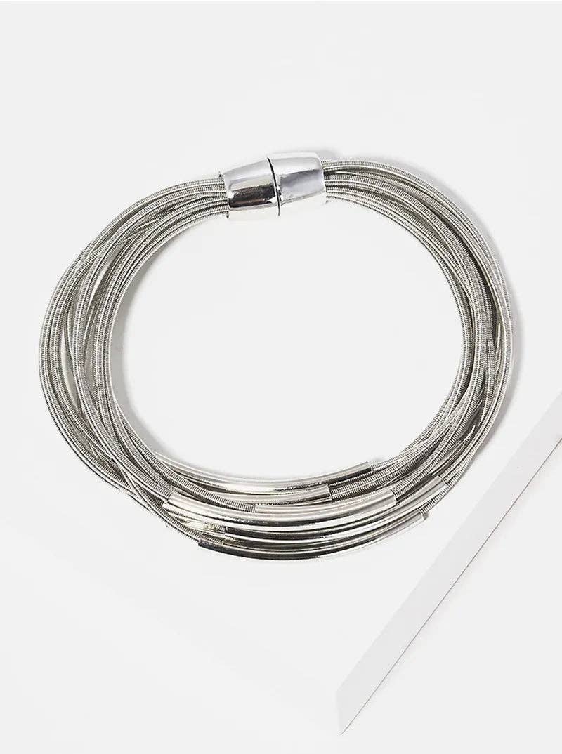 Silver Multi-Strand Spring Wire Bracelet