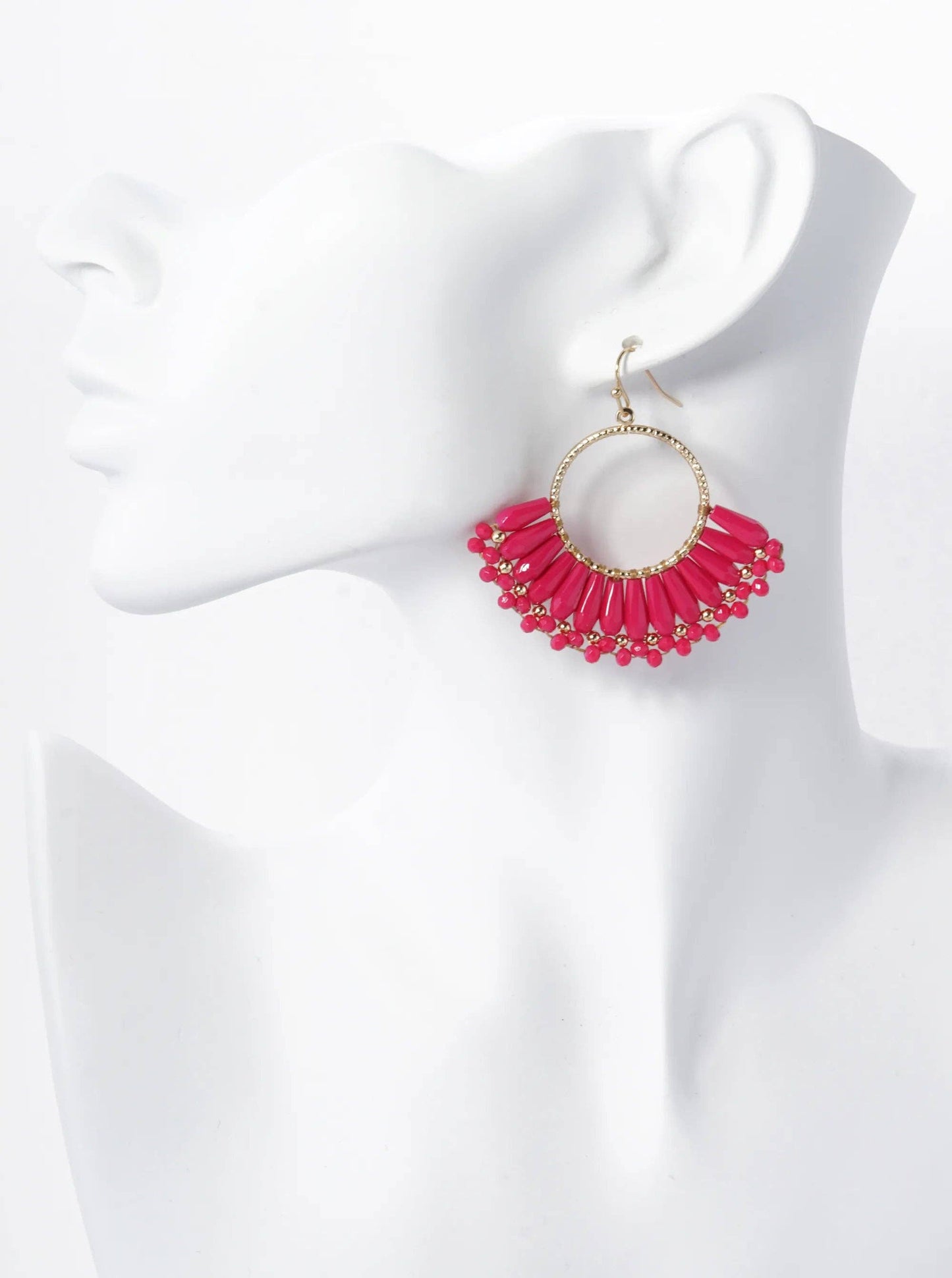 Hot Pink Fringe Glass Earrings