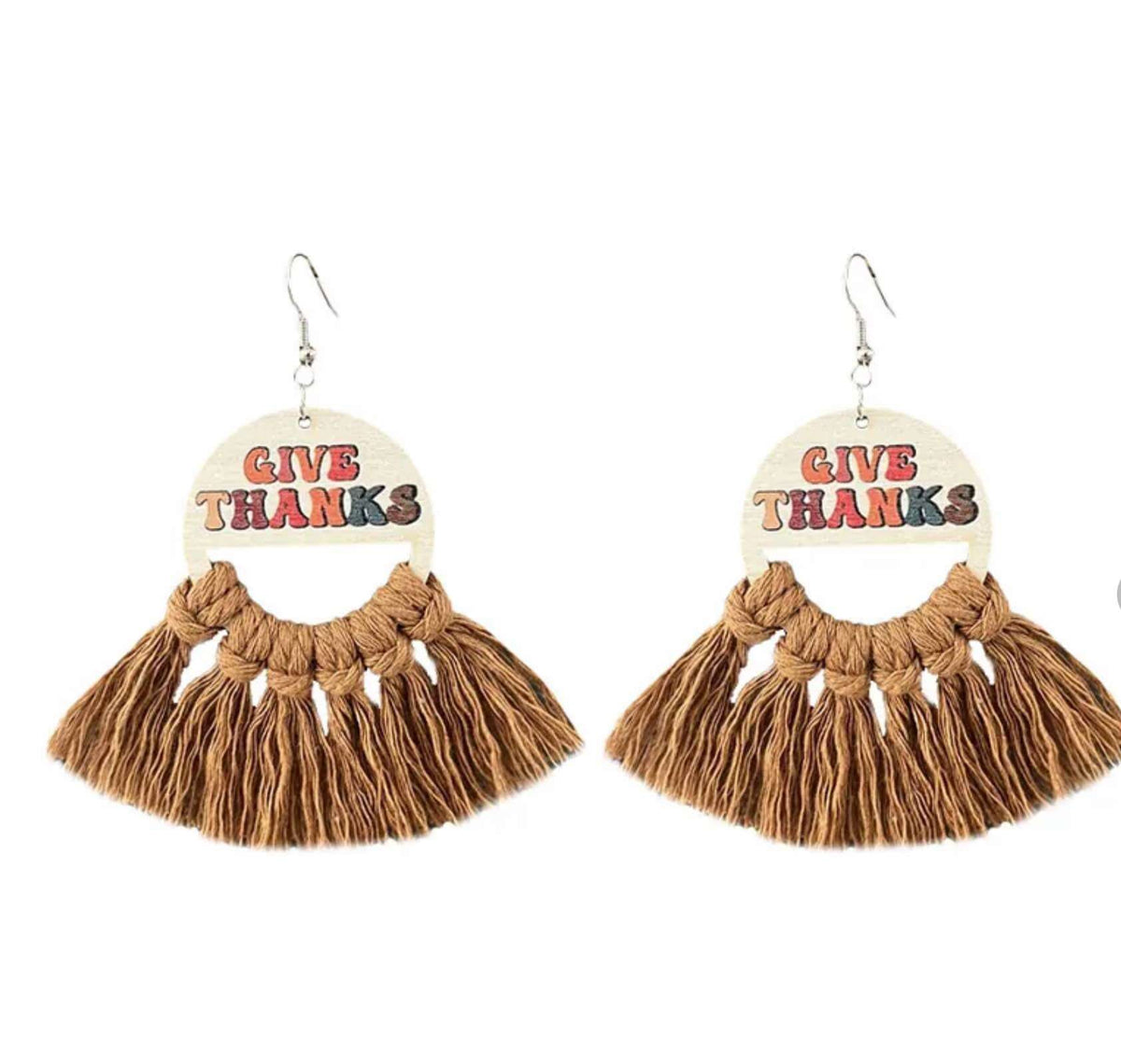 Fall Pumpkin Wood Tassel Earrings | Lightweight Boho Thanksgiving Earrings