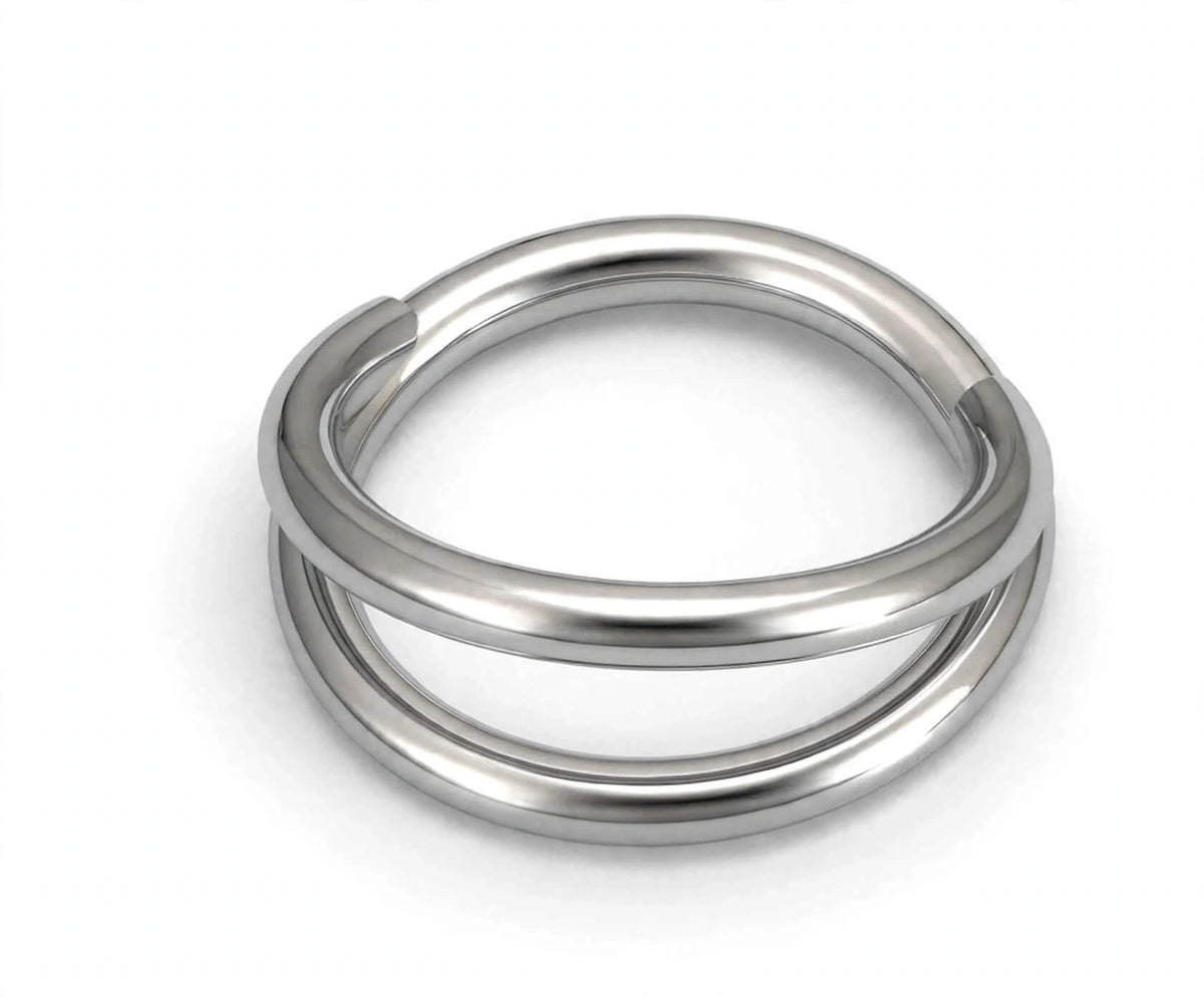 Simple polished silver-tone double-layer hinged hoop