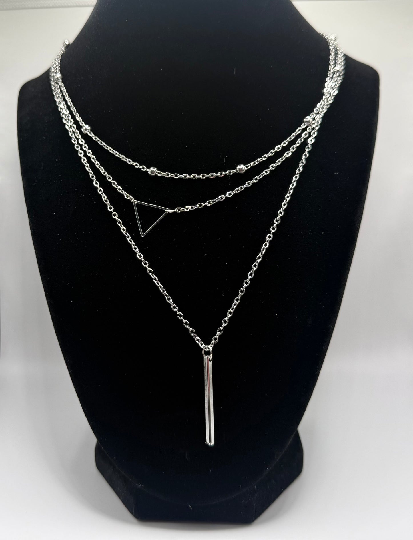Triple Layer Silver Chain Necklace