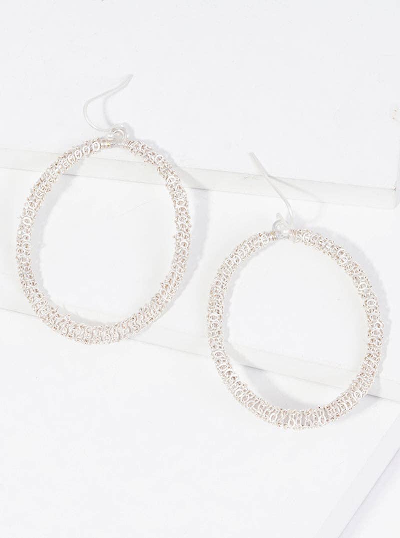 Chain Wrapped Oval Earrings