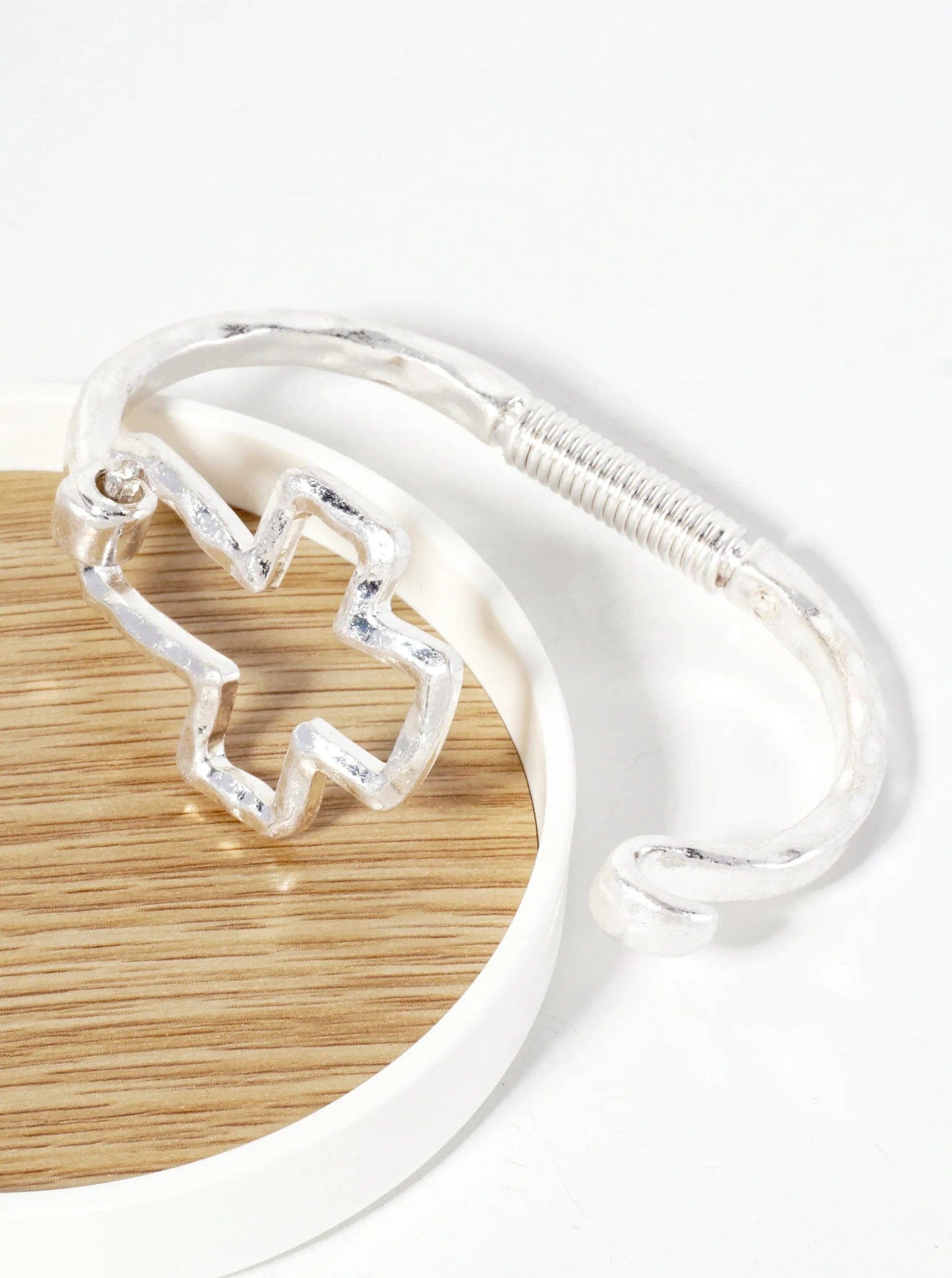 Hammered Metal Cross Hinged Bracelet