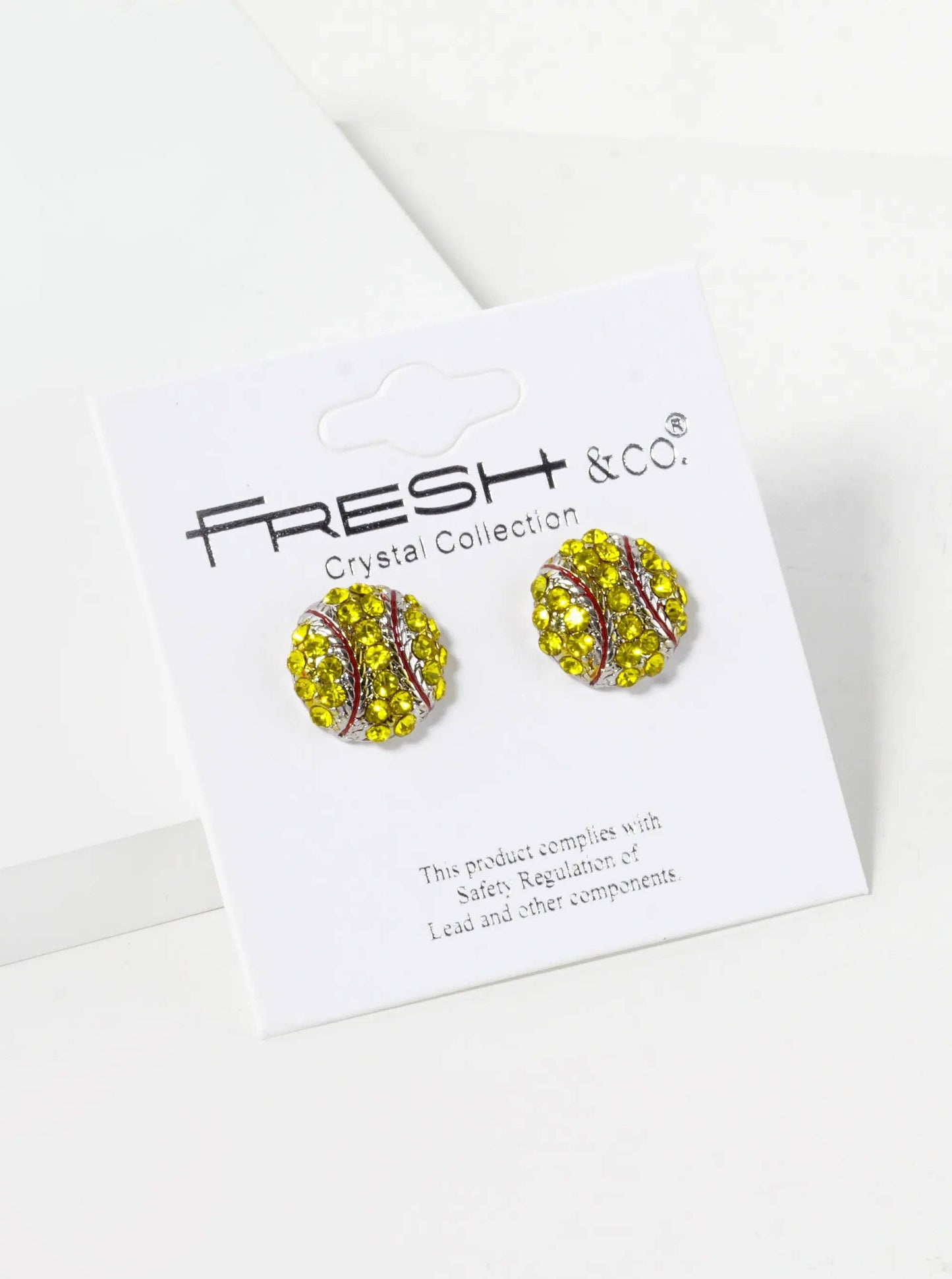 Crystal Pavé Softball Stud Earrings