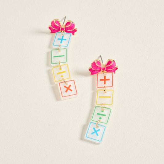 Math Symbols Bow & Block Earrings