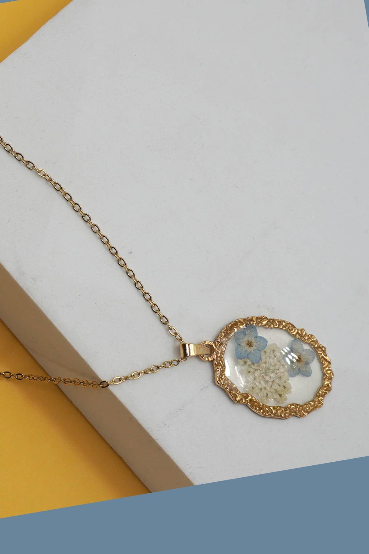 Pressed Flower Pendant Necklace