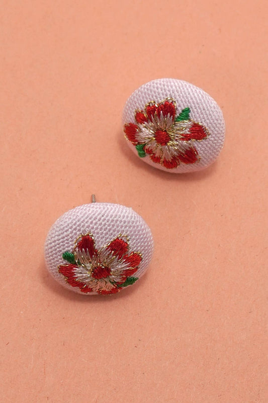 Embroidery Floral Stud Earrings
