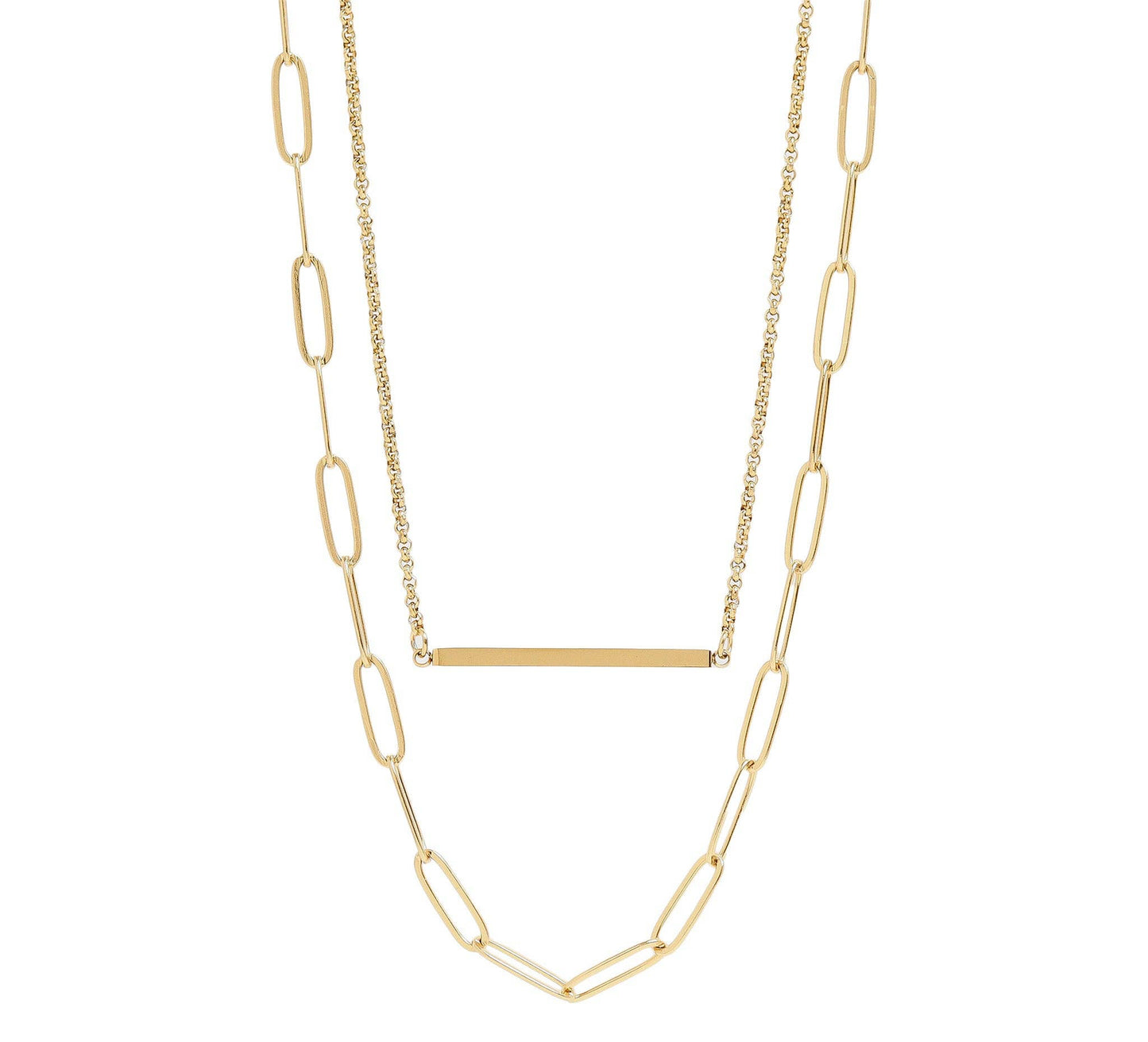 The Layered Bar Necklace | Paperclip + Rolo