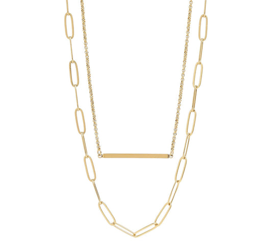 The Layered Bar Necklace | Paperclip + Rolo