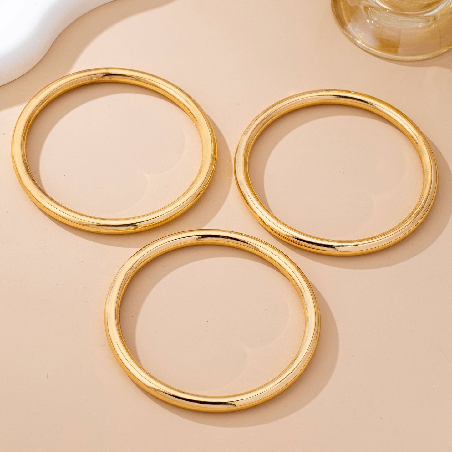Chunky Triple Tube Bangle Set – Gold & Silver