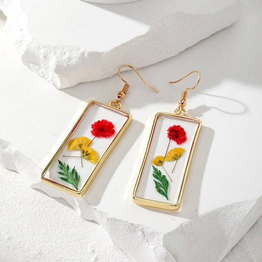 Dried Flower Drop Earrings