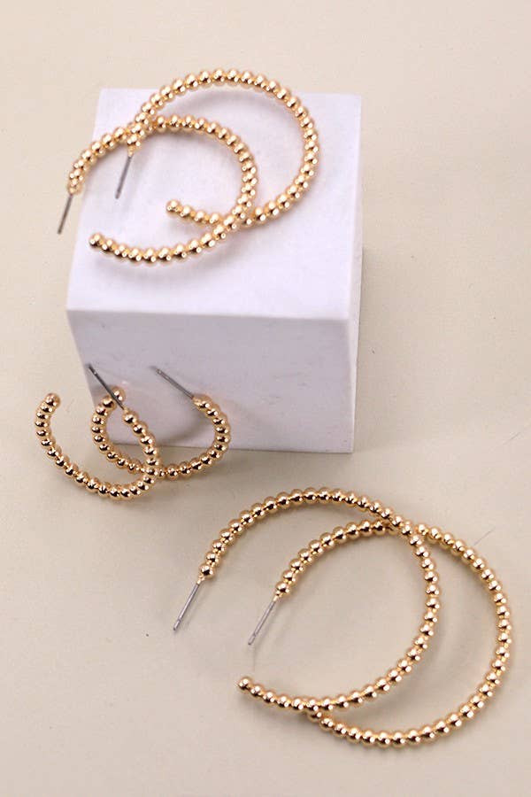 Gold Ball Hoop Earrings