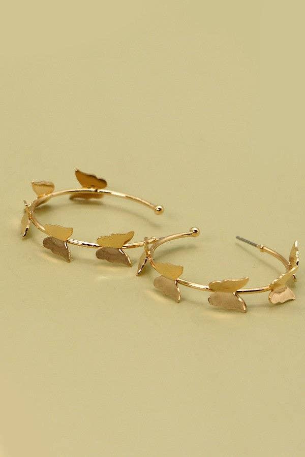 Butterfly Station Hoop Earrings