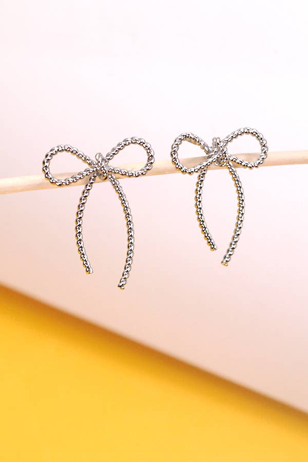 Rope Bow Twist Stud Earrings