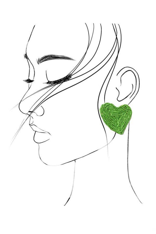 Boho Raffia Heart Stud Earrings