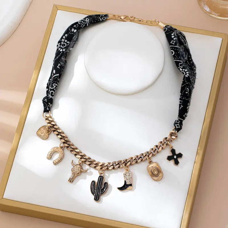 The Western Bandana Scarf Charm Necklace