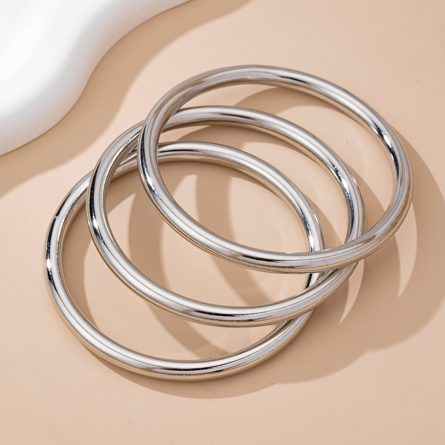 Chunky Triple Tube Bangle Set – Gold & Silver