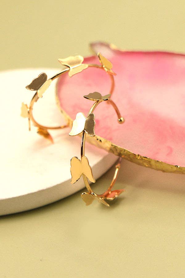 Butterfly Station Hoop Earrings