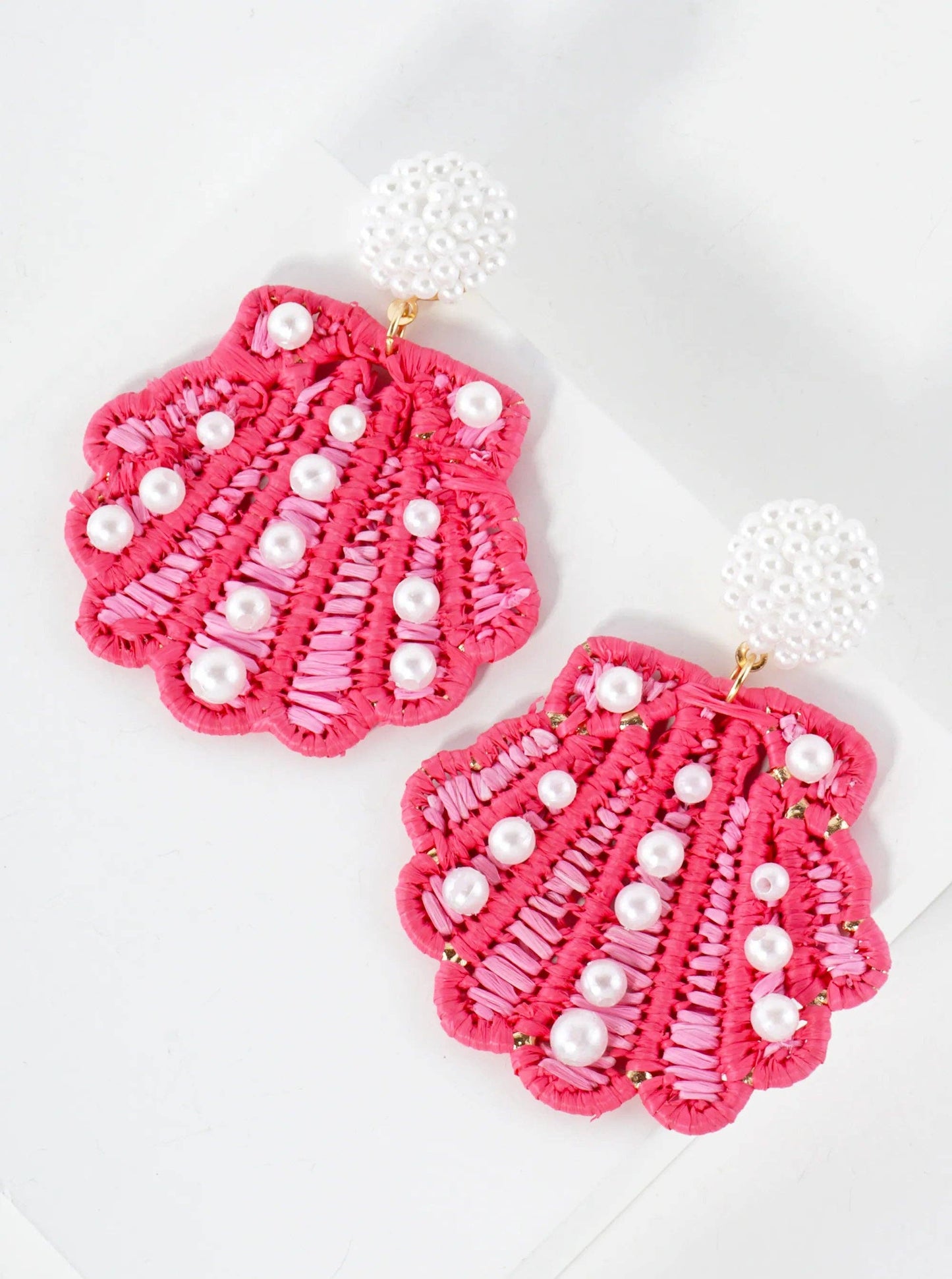 Pearl Beaded Seashell Drop Earrings