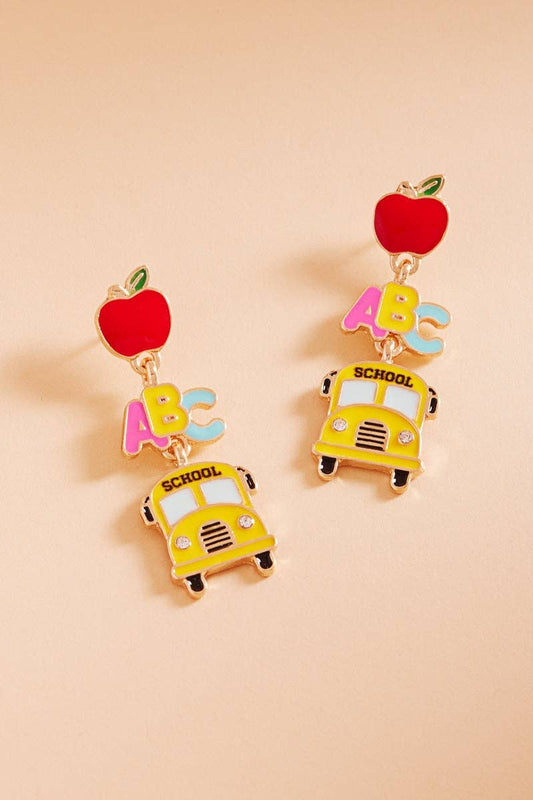 School Bus, Apple & ABC Earrings