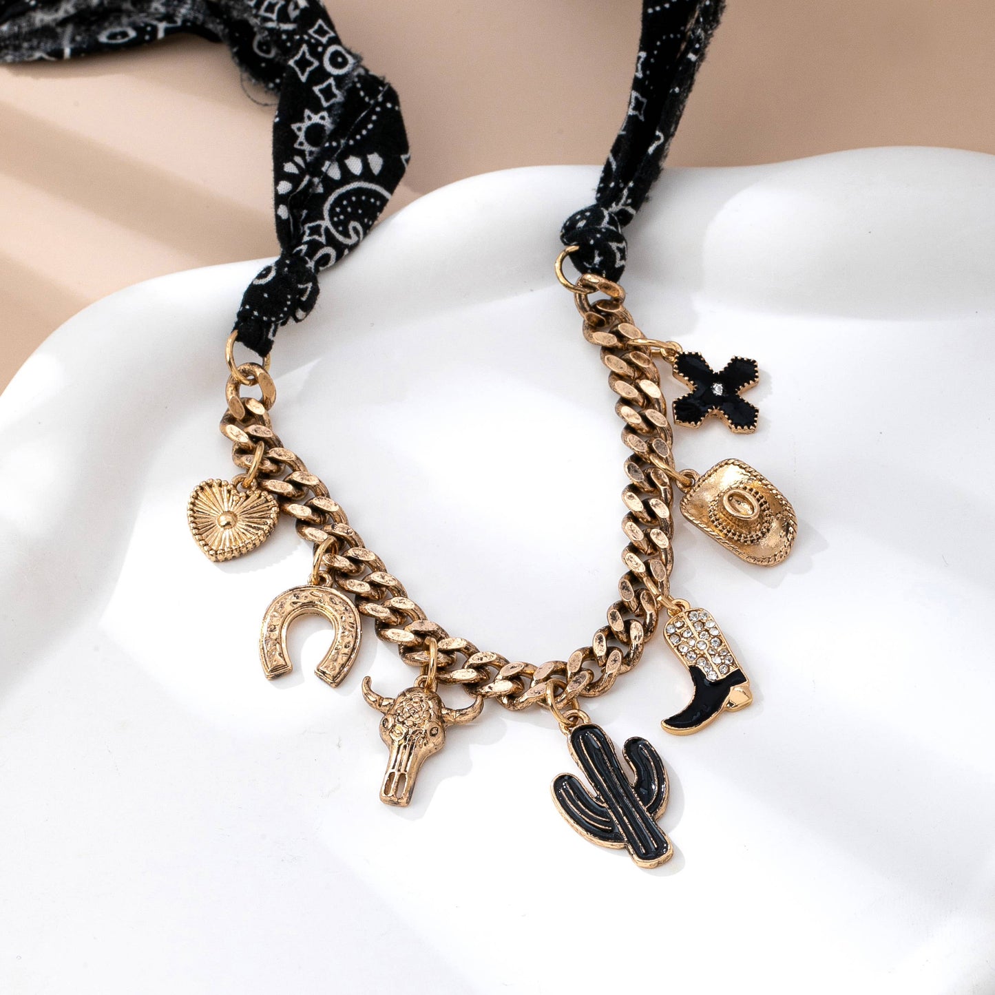 The Western Bandana Scarf Charm Necklace