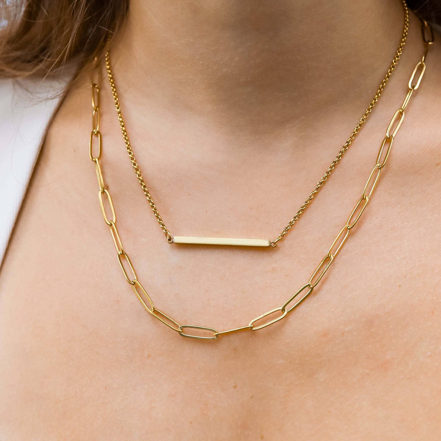 The Layered Bar Necklace | Paperclip + Rolo