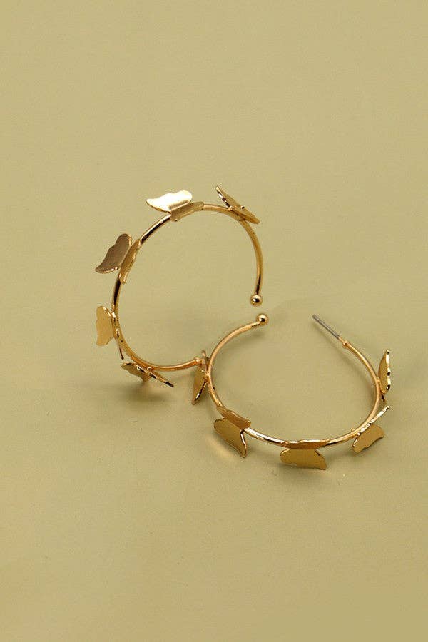 Butterfly Station Hoop Earrings