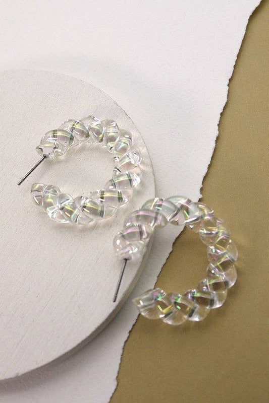 Clear Iridescent Hoop Earrings