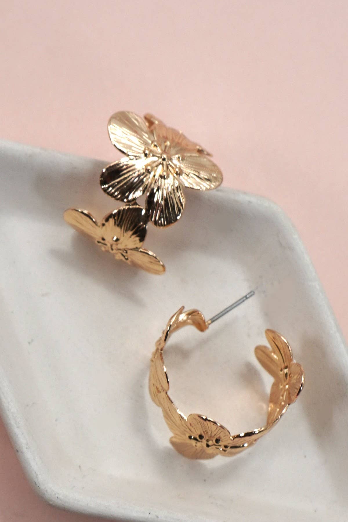 Gold Floral Hoop Earrings
