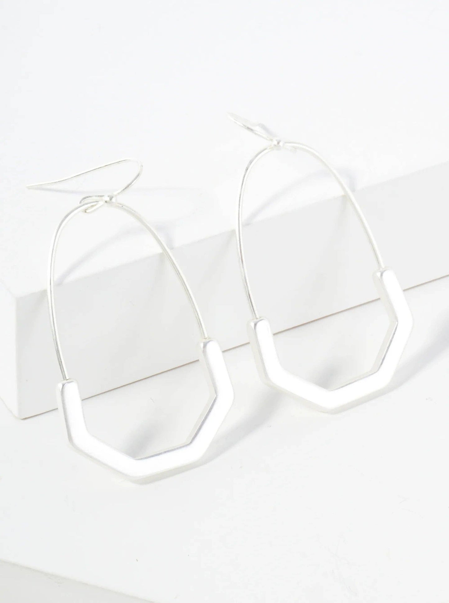 Worn Silver Geometric Earrings