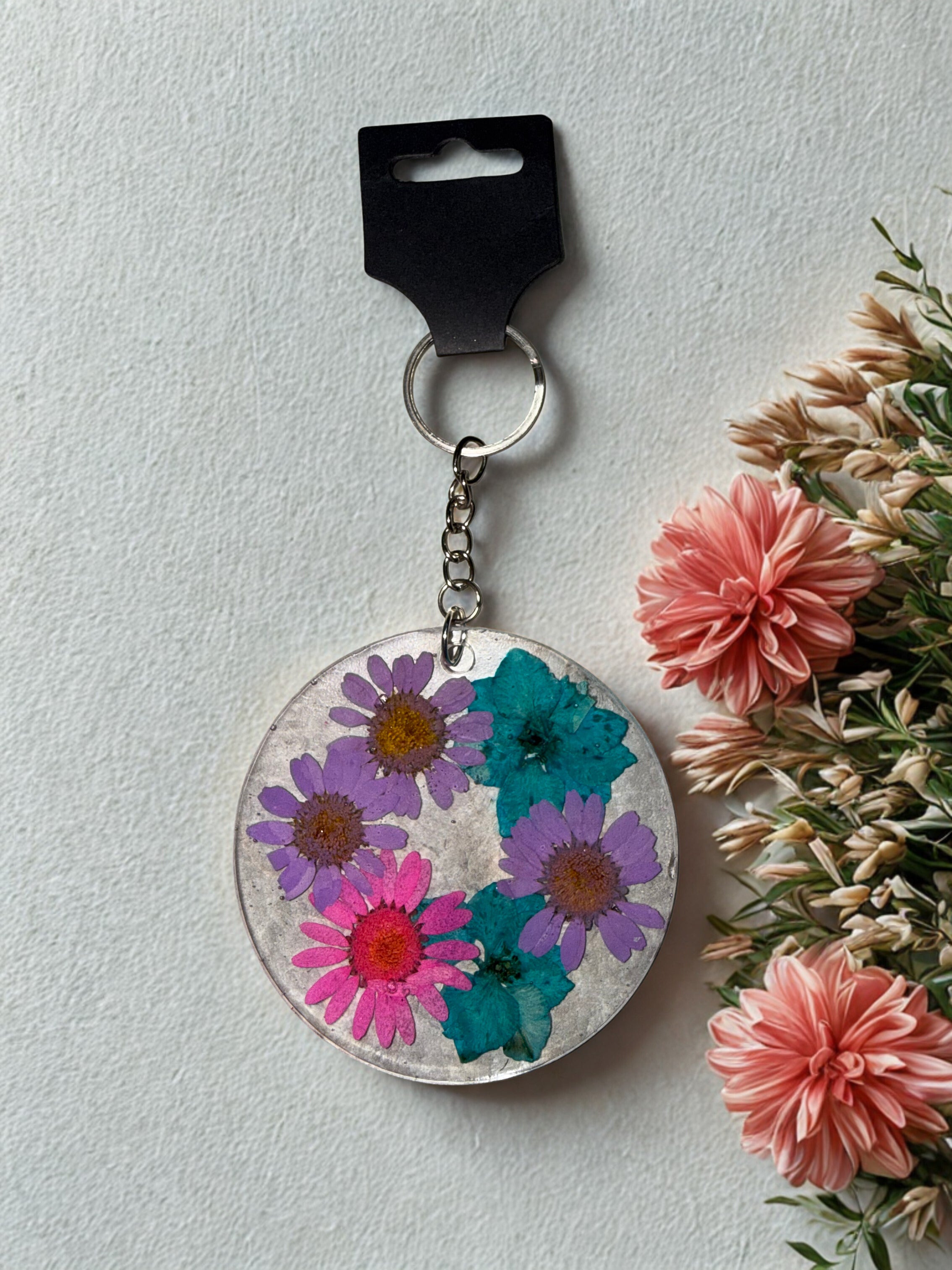 Resin Real Flower Key Chain