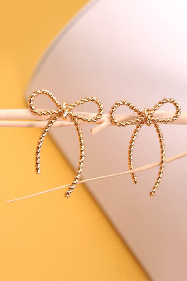 Rope Bow Twist Stud Earrings