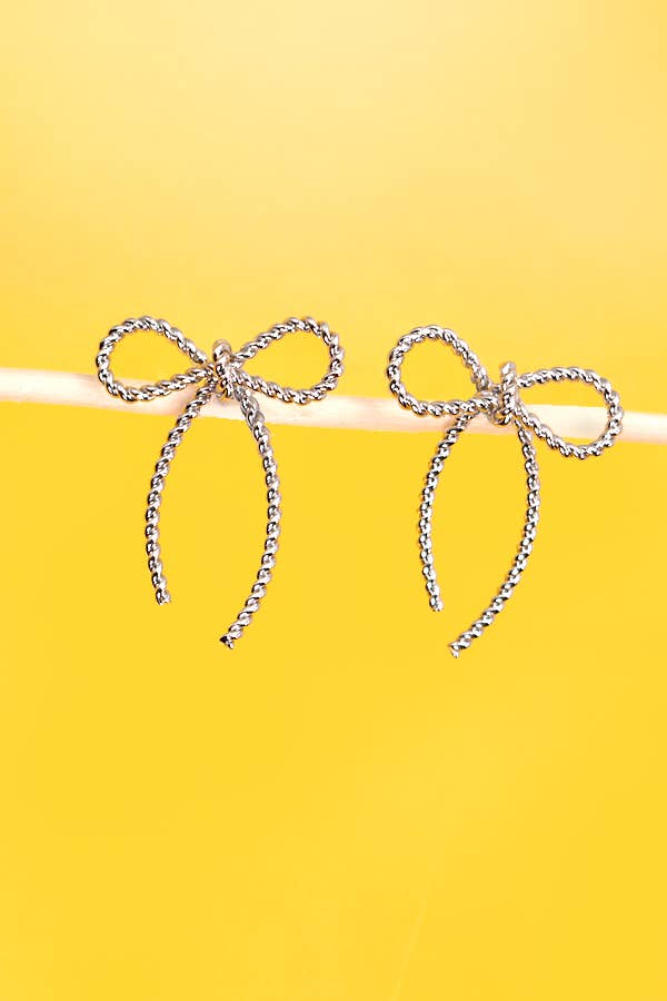 Rope Bow Twist Stud Earrings
