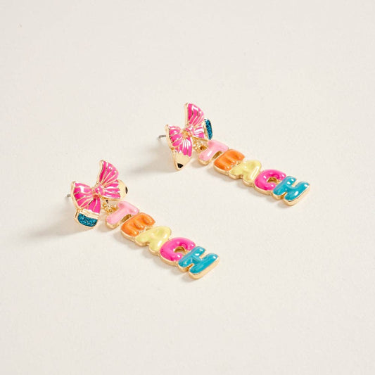 TEACH Pencil Bow Earrings
