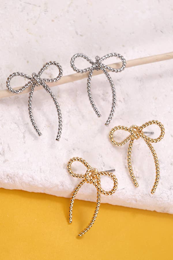 Rope Bow Twist Stud Earrings