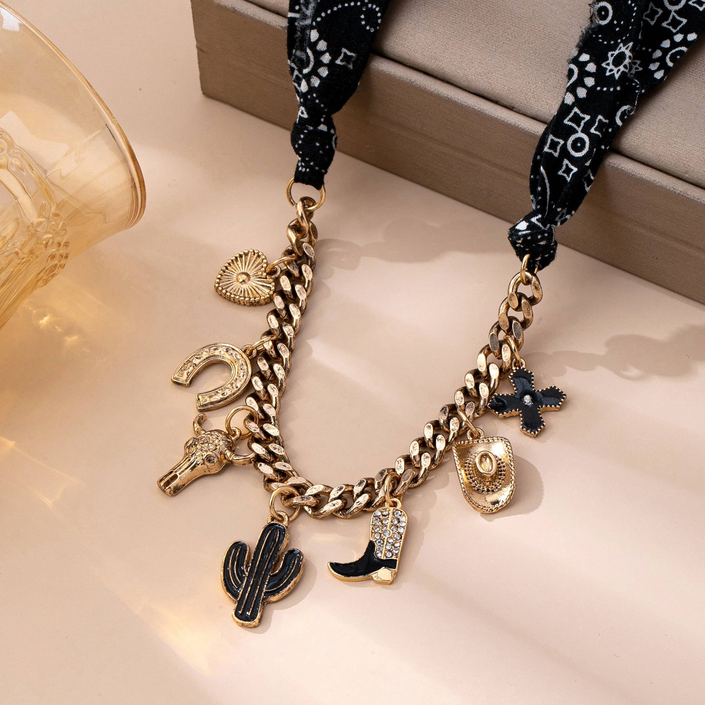The Western Bandana Scarf Charm Necklace