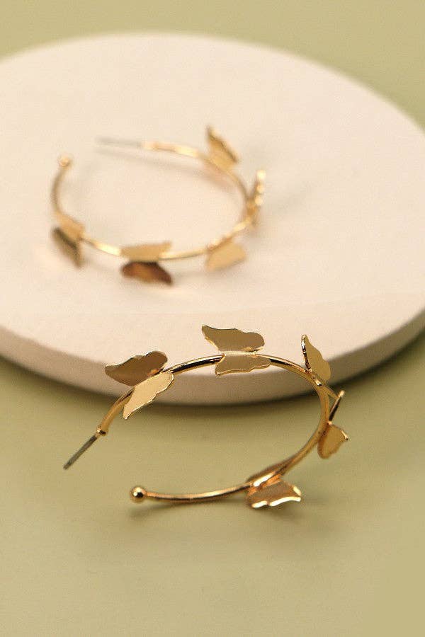 Butterfly Station Hoop Earrings
