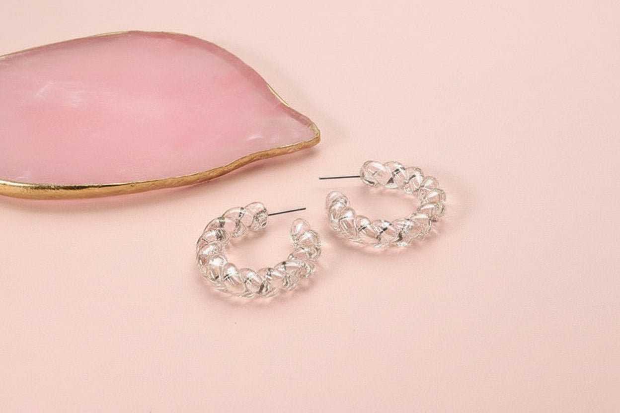 Clear Iridescent Hoop Earrings