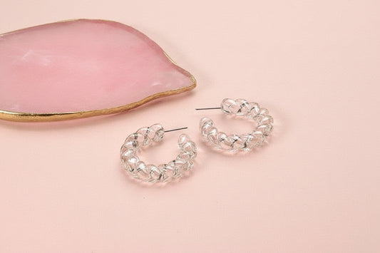 Clear Iridescent Hoop Earrings